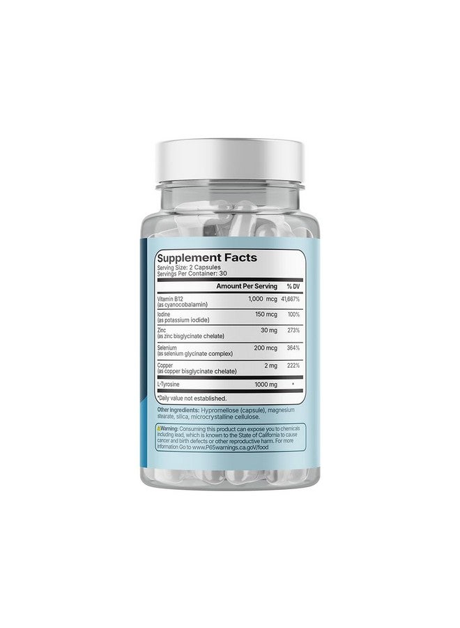 Santo Remedio Thyroid Plus, Thyroid Health, Healthy Brain, Healthy Energy Levels, Immune Health, Contains Vitamin B12, Iodine, Selenium, Zinc, Copper, L-Tyrosine, 60 Capsules, 30 Servings - Image 3