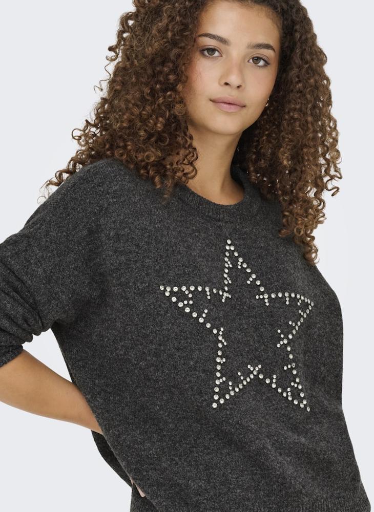 ONLY ONLRENATA LongSleeve crew NECK BLING Knitted Sweater - Image 3