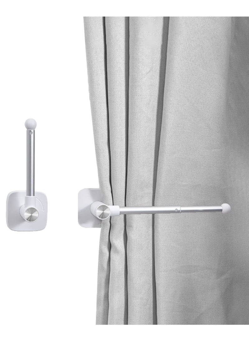 joyzzz Curtain Holder,Self Adhesive Curtain Tieback Hooks, Retractable and Rotatable L Shaped Curtain Hooks, Nordic Style Decorative for Home Bedroom, Office, White - Image 1