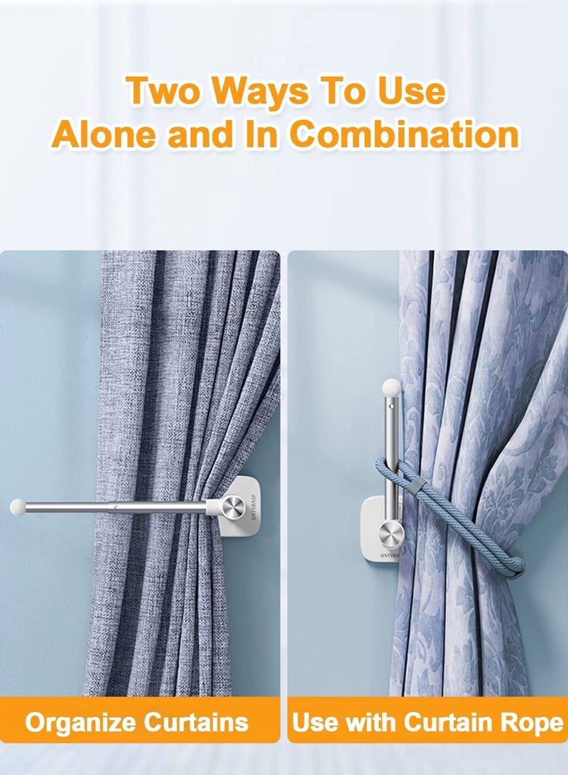 joyzzz Curtain Holder,Self Adhesive Curtain Tieback Hooks, Retractable and Rotatable L Shaped Curtain Hooks, Nordic Style Decorative for Home Bedroom, Office, White - Image 4