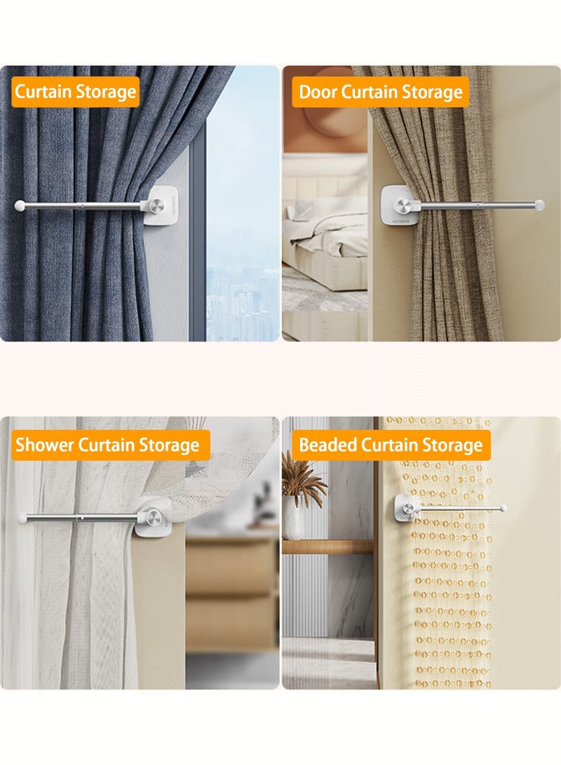 joyzzz Curtain Holder,Self Adhesive Curtain Tieback Hooks, Retractable and Rotatable L Shaped Curtain Hooks, Nordic Style Decorative for Home Bedroom, Office, White - Image 3