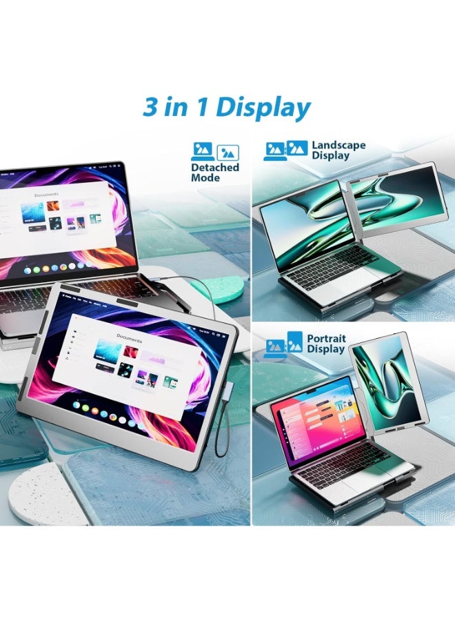 14" Portable Laptop Screen Extender, 1080P FHD IPS Monitor with 360° Rotation, Dual Display for Mac/Windows/Chrome/PC, HDMI & USB Plug and Play - Image 2