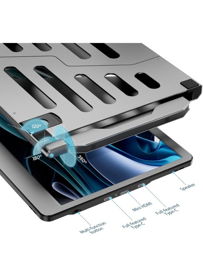 14" Portable Laptop Screen Extender, 1080P FHD IPS Monitor with 360° Rotation, Dual Display for Mac/Windows/Chrome/PC, HDMI & USB Plug and Play - Image 5