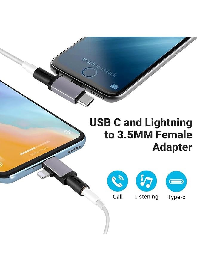 erorex - Lightning And Usb C To 3.5Mm Headphone Jack Adapter Usb C And Lightning To Aux Adapter For Headphone Jack For Iphone 16 15 14 13 Pro Max Galaxy S24 S23 Pixel Ipad - Image 1