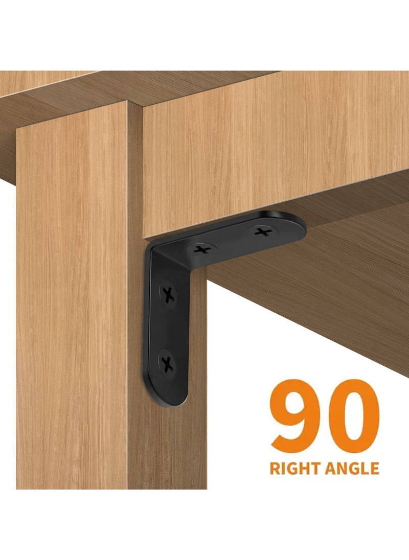 ZFHDBM 18PCS L Bracket Corner Braces, ZFHDBM 1.57"x1.57" Black Stainless Steel Right Angle Brackets with 72 Screws, Heavy-Duty Metal Corner Brackets for Shelves, Wood Furniture, Cabinet, Chair, Frame Support  - Image 3
