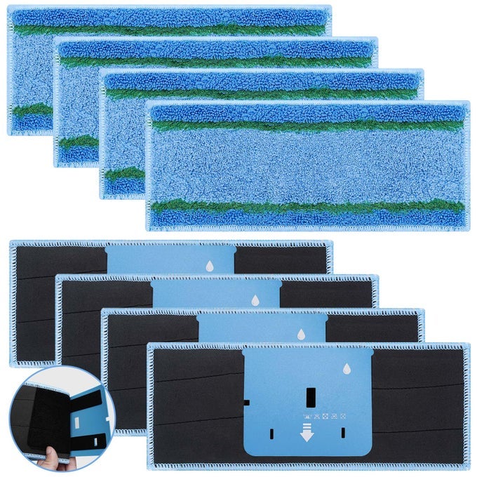 8 PACK UPGRADED M6 WET MOPPING PADS FOR IROBOT BRAAVA JET M6 SERIES 6110 6012 6112 6113 ULTIMATE ROBOT MOPS NEW STICKY DESIGN DETACHABLE WASHABLE AND REUSABLE M6 PADS ACCESSORIES PARTS