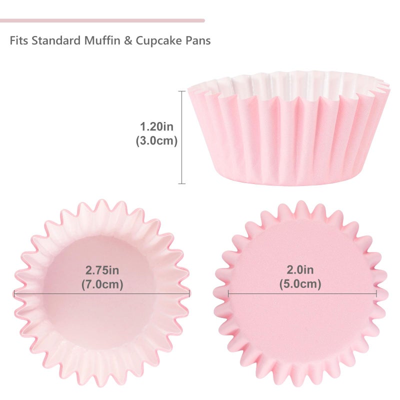 Caperci Grease-Resistant Standard Pink Cupcake Liners 150 Counts - Heavy Duty Paper Muffin Baking Cups, Odorless, No Muffin Pan Needed, Easily Peels (Pink) - Image 5