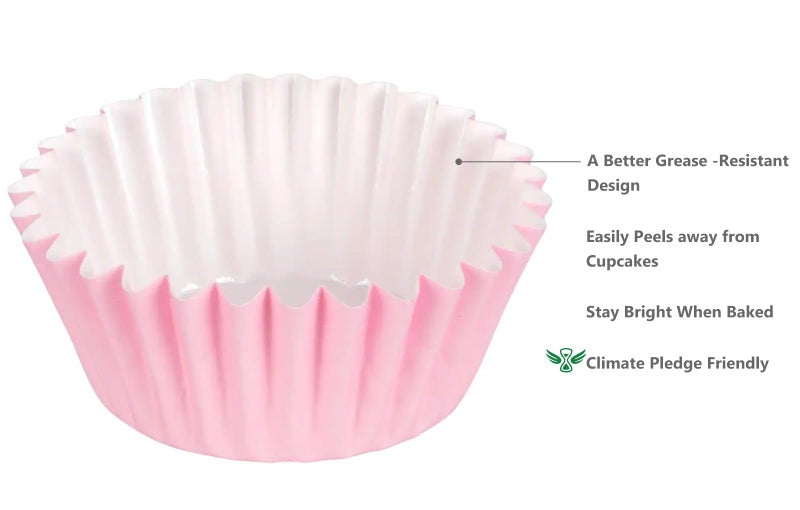 Caperci Grease-Resistant Standard Pink Cupcake Liners 150 Counts - Heavy Duty Paper Muffin Baking Cups, Odorless, No Muffin Pan Needed, Easily Peels (Pink) - Image 3