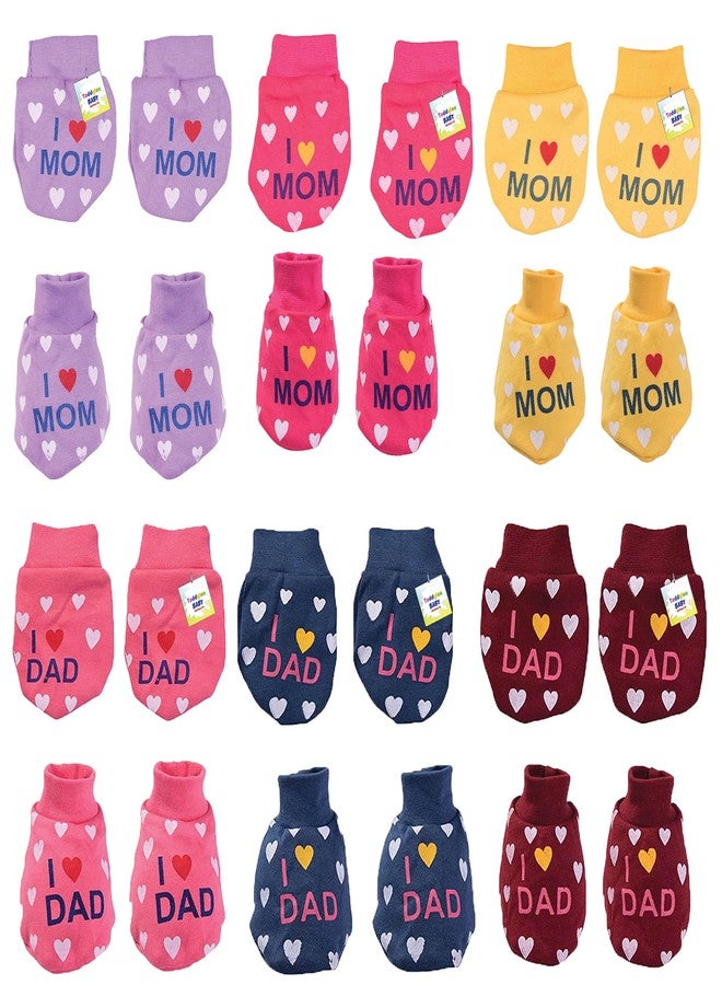 Toddylon New Born Baby Cotton Mittens and Booties Set With Elastic Wristbands | Soft Printed Gloves & Socks Combo for 0-6 Months | Unisex Multicolor Pack for Baby Boy & Girl - Image 1