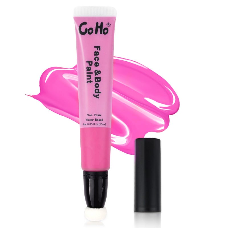 Go Ho Go Ho Hot Pink Face Paint Stick(0.85oz),Water Based Cream Pink Body Paint Washable,Liquid Concealer,Covers Oil-Free,Halloween Cosplay SFX Foundation Makeup - Image 1