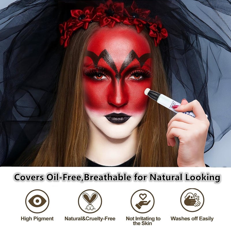 Go Ho Go Ho Hot Pink Face Paint Stick(0.85oz),Water Based Cream Pink Body Paint Washable,Liquid Concealer,Covers Oil-Free,Halloween Cosplay SFX Foundation Makeup - Image 5