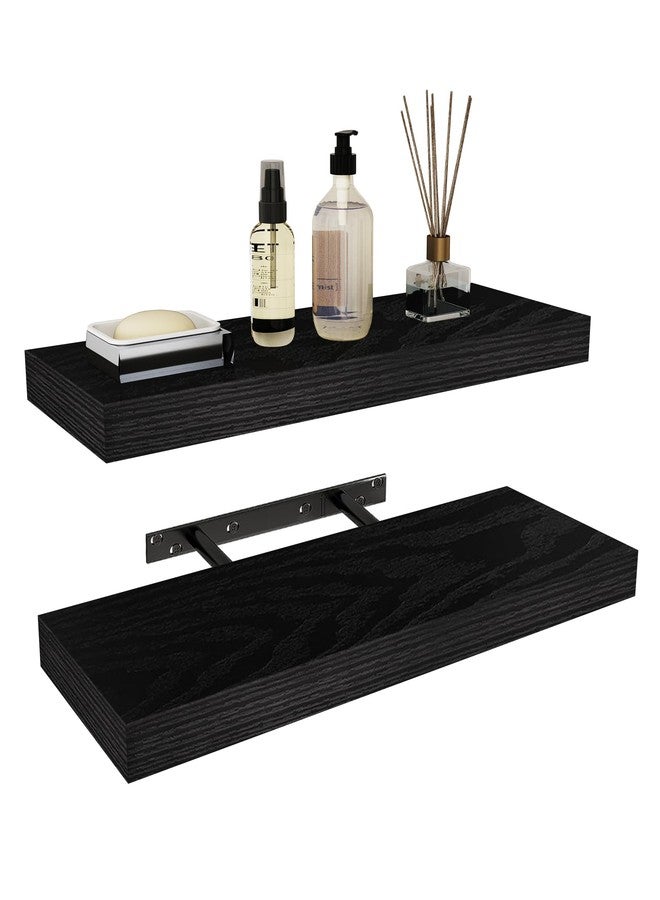 Vervida® 24 Inch Floating Shelves | Extra Deep & Thick Heavy-Duty Wall Storage for Bedroom/Living Room | Stylish Modern Design, Easy Install, Hidden Bracket Shelves (2 Pack) - Image 1