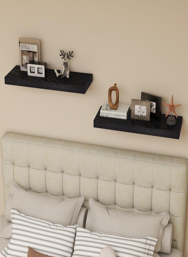 Vervida® 24 Inch Floating Shelves | Extra Deep & Thick Heavy-Duty Wall Storage for Bedroom/Living Room | Stylish Modern Design, Easy Install, Hidden Bracket Shelves (2 Pack) - Image 4