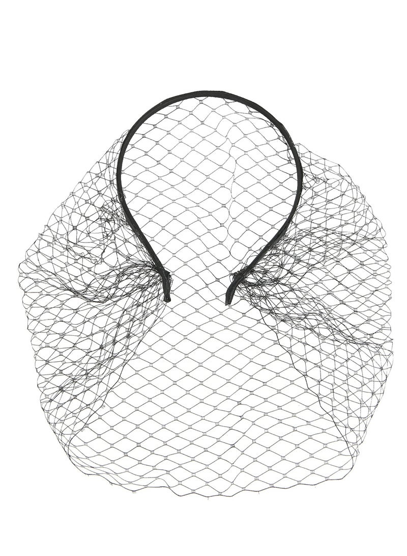 1920s Mesh Veil Headband Vintage Fascinators Bridal Wedding Tea Party Veil for Women（Black） - Image 1
