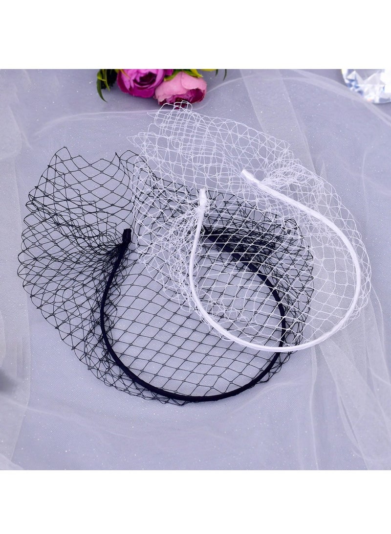 1920s Mesh Veil Headband Vintage Fascinators Bridal Wedding Tea Party Veil for Women（Black） - Image 2