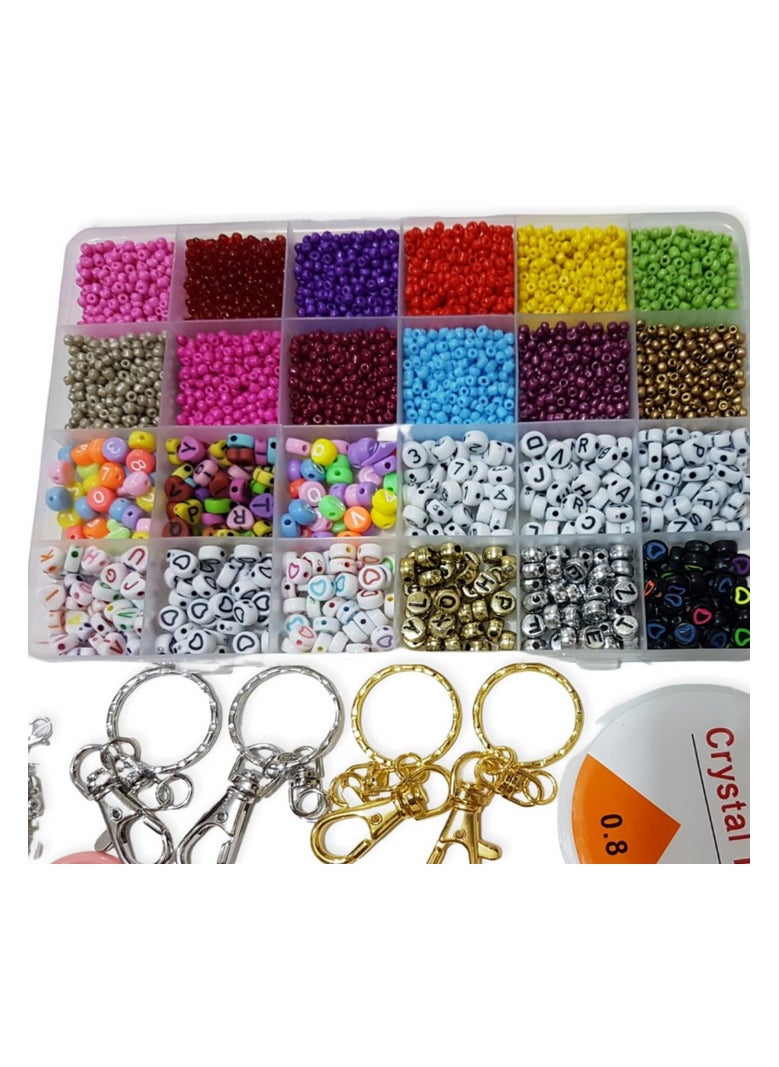 Generic - Various shapes and colors of beads for making bracelets and necklaces in an easy, handmade way, with multiple options, including keychains. - Image 1