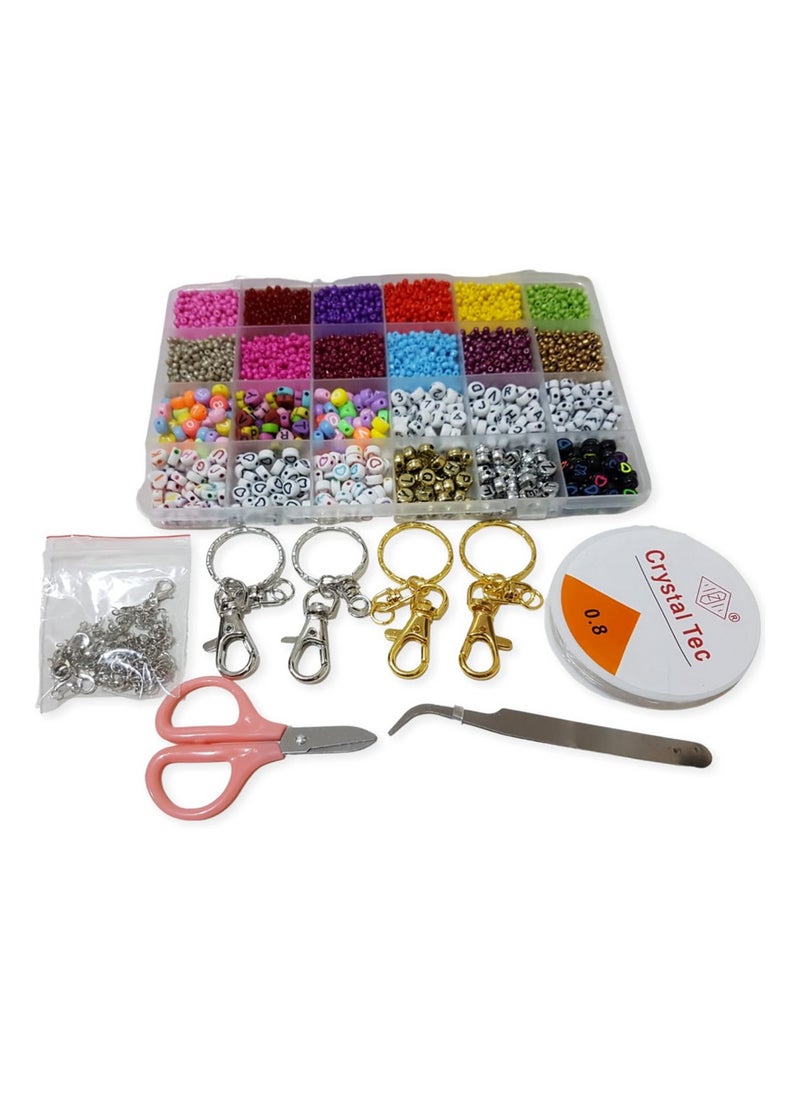 Generic - Various shapes and colors of beads for making bracelets and necklaces in an easy, handmade way, with multiple options, including keychains. - Image 1