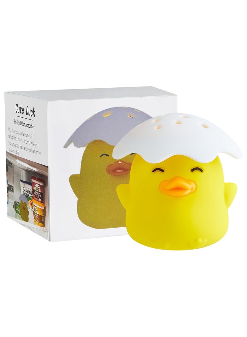 Duck Refrigerator Baking Soda Deodorizer Holder, Refrigerator Odor Absorber Refrigerator Odor Eliminator, Can Absorb Odor, Food Grade Refrigerator Odor Eliminator (Yellow）