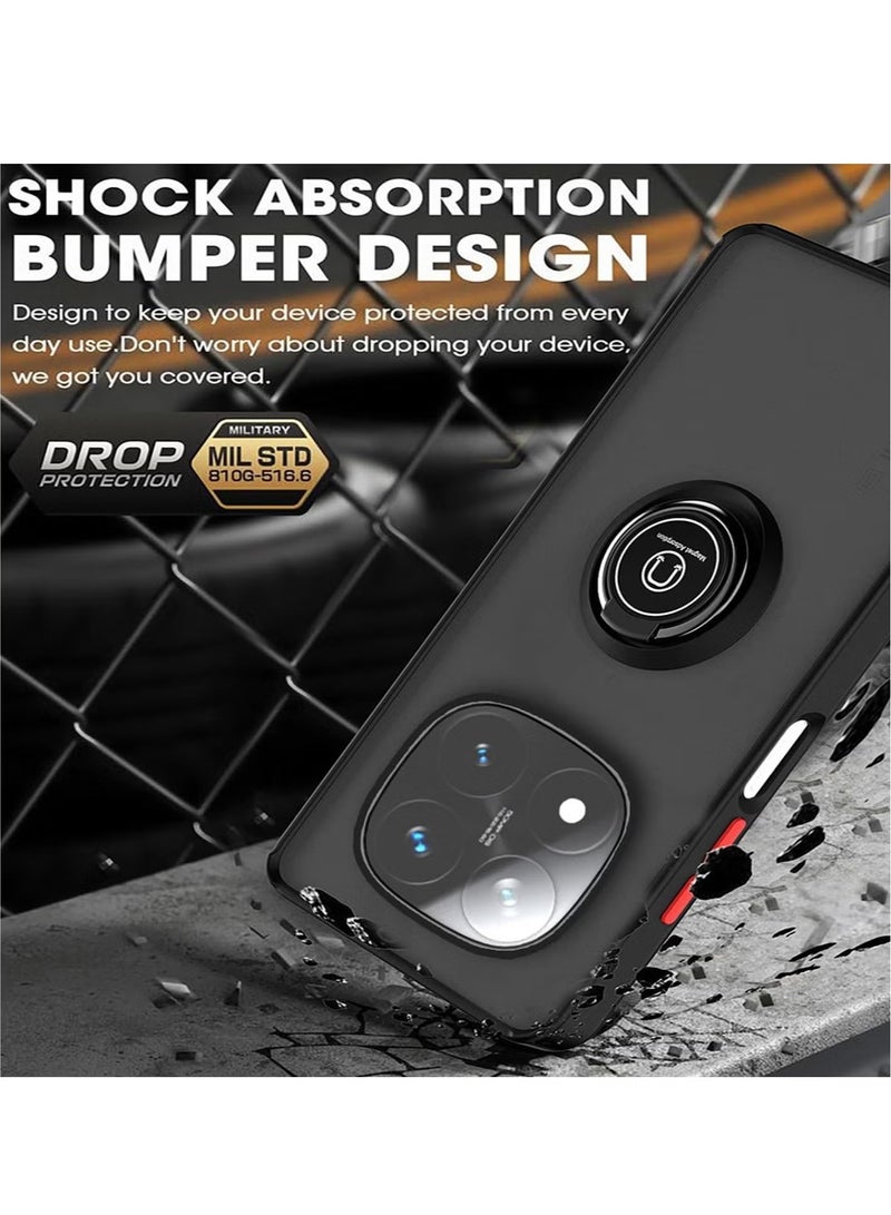 JAJEEK Xiaomi Redmi Note 14 Pro Plus 5G Rotational Metal Ring Grip Kickstand Cover – Magnetic Car Mount Holder, Shockproof TPU Bumper Case for Maximum Protection and Convenience - Image 3