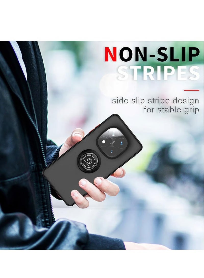 JAJEEK Xiaomi Redmi Note 14 Pro Plus 5G Rotational Metal Ring Grip Kickstand Cover – Magnetic Car Mount Holder, Shockproof TPU Bumper Case for Maximum Protection and Convenience - Image 4