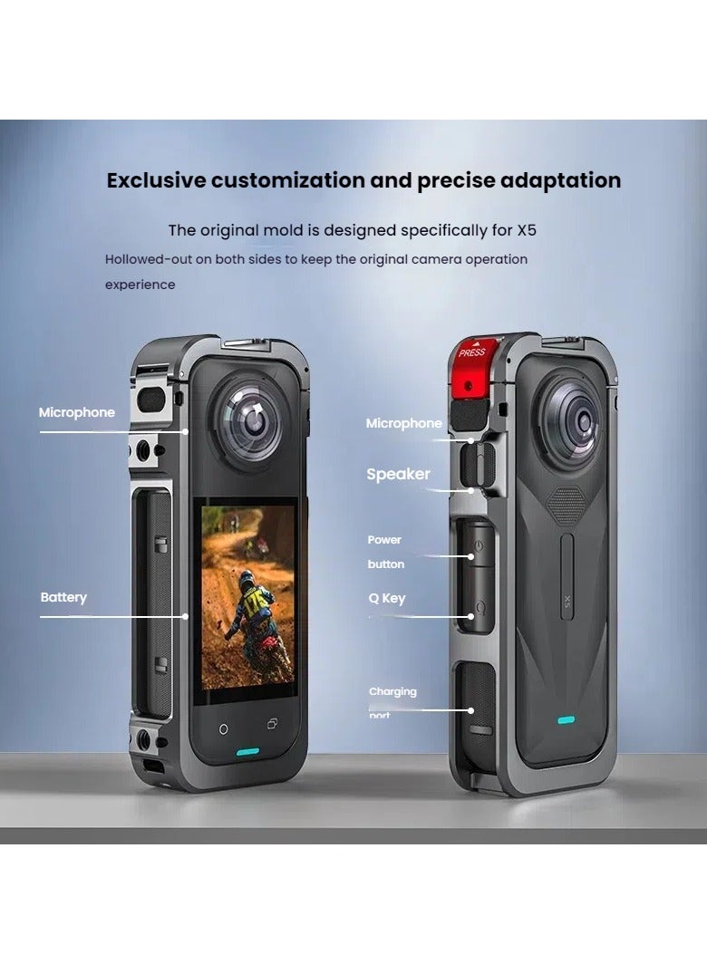 General Insta 360 X5 Professional Protection Expansion, Aluminium Multifunctional Rabbit Cage + Quick Release Interface + Acoustic Noise Reduction, Unlocking a New Approach to Panoramic Shooting  - Image 2