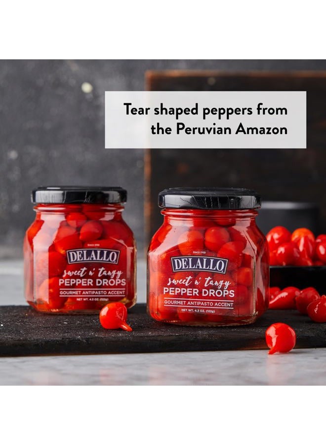 DELALLO Sweet & Tangy Pepper Drops, Red Peruvian Mini Peppers in Zesty Vinegar Marinade, Gourmet Condiment for Charcuterie and Salads, Non-GMO, Vegan, 4.3 oz. Jar - Image 2