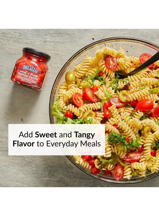 DELALLO Sweet & Tangy Pepper Drops, Red Peruvian Mini Peppers in Zesty Vinegar Marinade, Gourmet Condiment for Charcuterie and Salads, Non-GMO, Vegan, 4.3 oz. Jar - Image 3