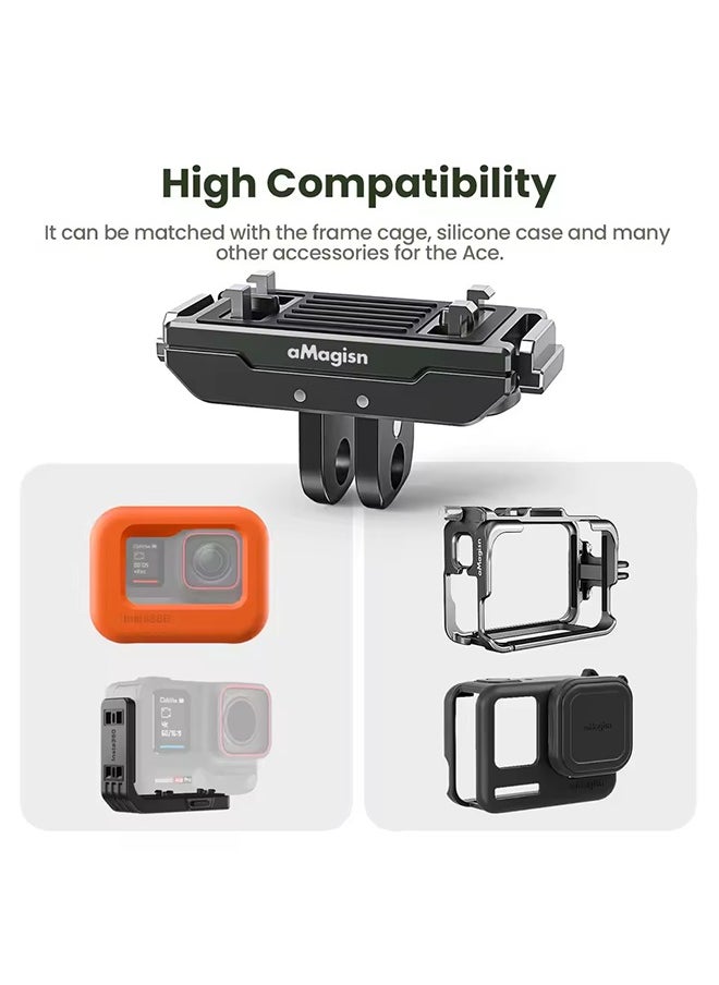 aMagisn Quick Release Mount for Insta360 X5,Aluminum Magnetic Base with 1/4 and 2-prong Adapter for Insta 360 X5 Accessories