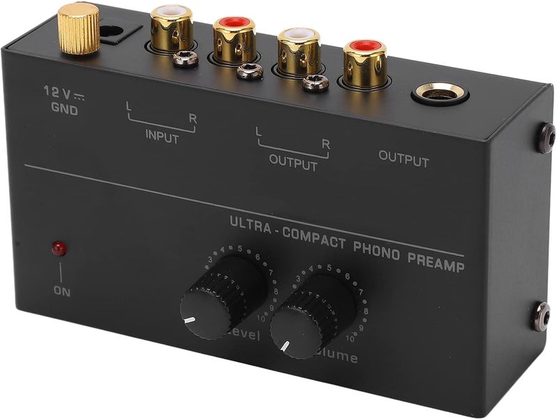 RiToEasysports Phono Preamp, Compact Metal Preamplifier with Level Volume Control Knob and Multiple Connection Options, for Converting Phone Signals to Line Level Signals - Image 3
