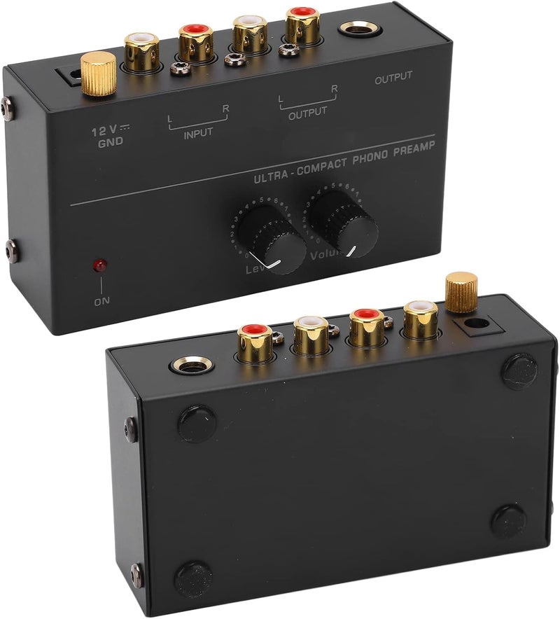 RiToEasysports Phono Preamp, Compact Metal Preamplifier with Level Volume Control Knob and Multiple Connection Options, for Converting Phone Signals to Line Level Signals - Image 4