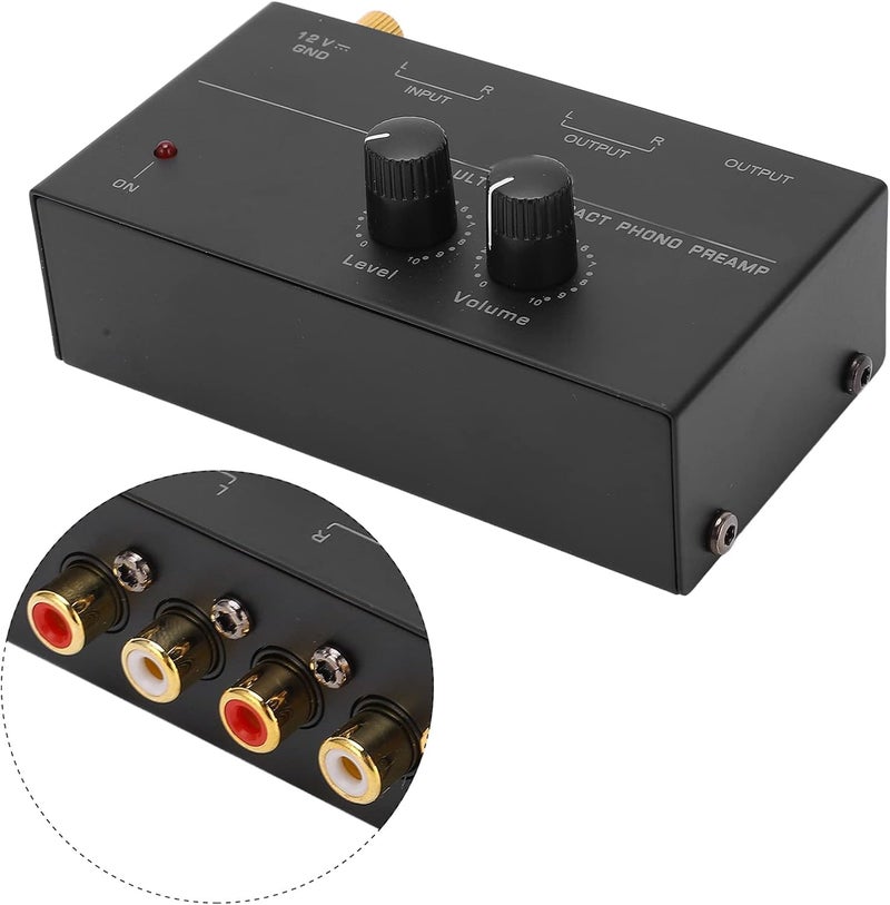 RiToEasysports Phono Preamp, Compact Metal Preamplifier with Level Volume Control Knob and Multiple Connection Options, for Converting Phone Signals to Line Level Signals - Image 5