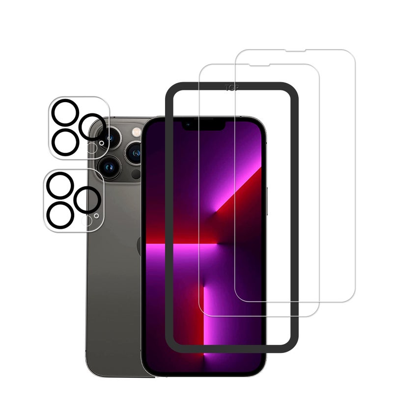 HKKAIS Easy Alignment Frame Designed For iPhone 13 Pro 61 inch Tempered Glass Screen Protector 2Pack Camera Lens Protector Film 2Pack - Image 3