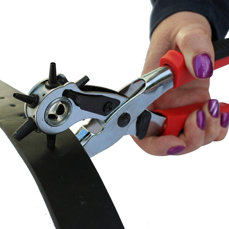 KANAbee Best Leather Hole Punch Set for Belts Watch Bands Straps Dog Collars Saddles Shoes Fabric DIY Home or Craft Projects Super Heavy Duty Rotary Puncher Multi Hole Sizes Maker Tool - Image 2