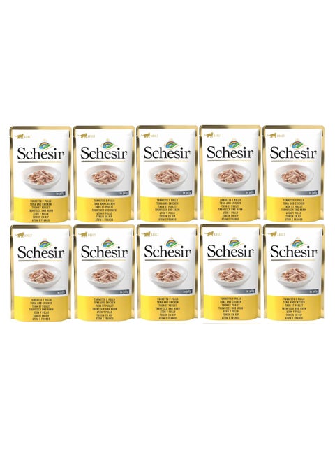 Pack of 10 Cat Pouch Tuna With Chicken 10x85g