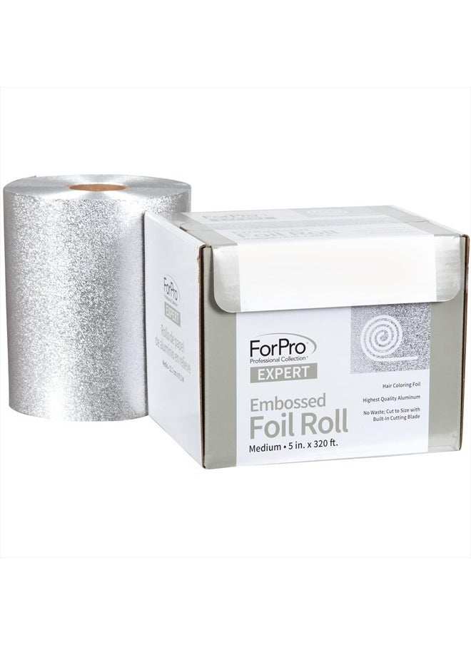ForPro Professional Collection Expert Embossed Aluminum Foil Roll, 320 Ft Hair Foils for Color Application and Highlighting Services, Silver, Medium, 5W  - Image 1