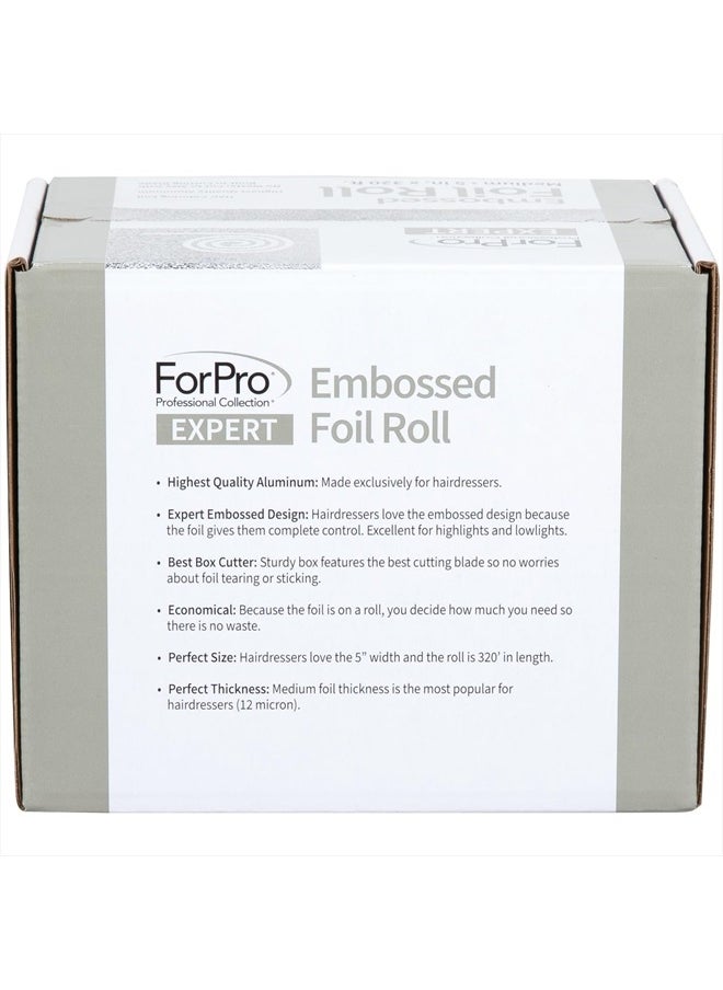 ForPro Professional Collection Expert Embossed Aluminum Foil Roll, 320 Ft Hair Foils for Color Application and Highlighting Services, Silver, Medium, 5W  - Image 4