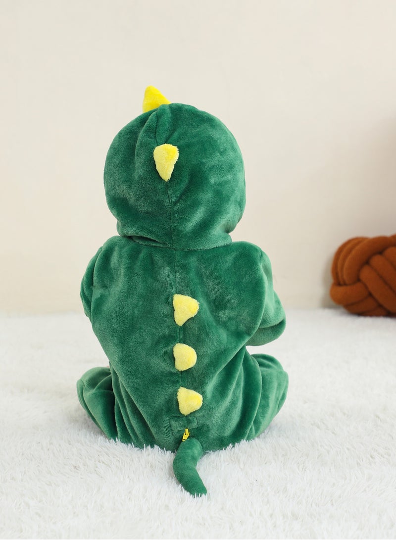 NIBEMINENT Flannel Children's Climbing Clothes Baby Autumn Winter Long Sleeved Clothes Jumpsuit Newborn Cartoon Jumpsuit Green - Image 4