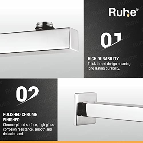 Ruhe® 12 Inches Premium Grade Stainless Steel Square Shower Arm with Flange - Image 3