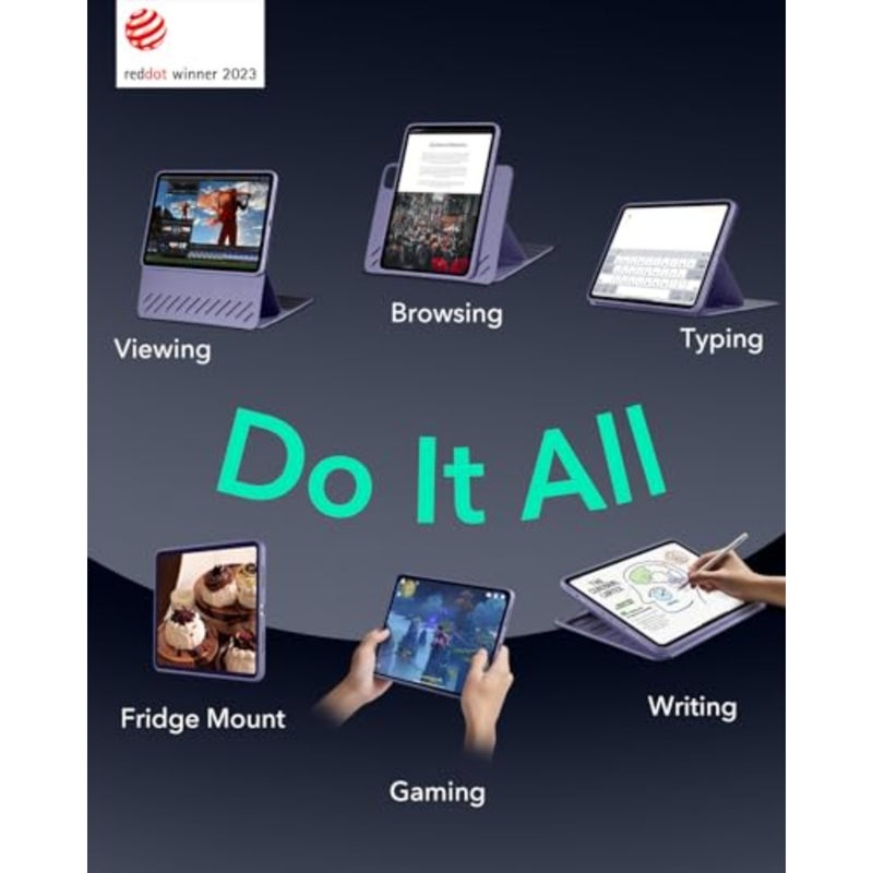 حافظة iPad Pro مقاس 11 بوصة لموديلات 2022/2021/2020/2018، جلد PU فاخر، أسود، غطاء مغناطيسي قابل للفصل مع حامل قابل للتعديل بـ 9 زوايا وحماية شاشة مرتفعة - Image 3