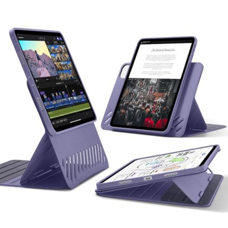 حافظة iPad Pro مقاس 11 بوصة لموديلات 2022/2021/2020/2018، جلد PU فاخر، أسود، غطاء مغناطيسي قابل للفصل مع حامل قابل للتعديل بـ 9 زوايا وحماية شاشة مرتفعة - Image 1