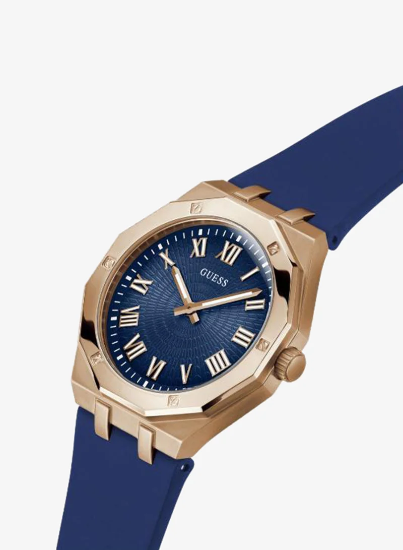 Guess  Mens Blue Rose Gold Tone Analog Watch for Men | Best Price UAE