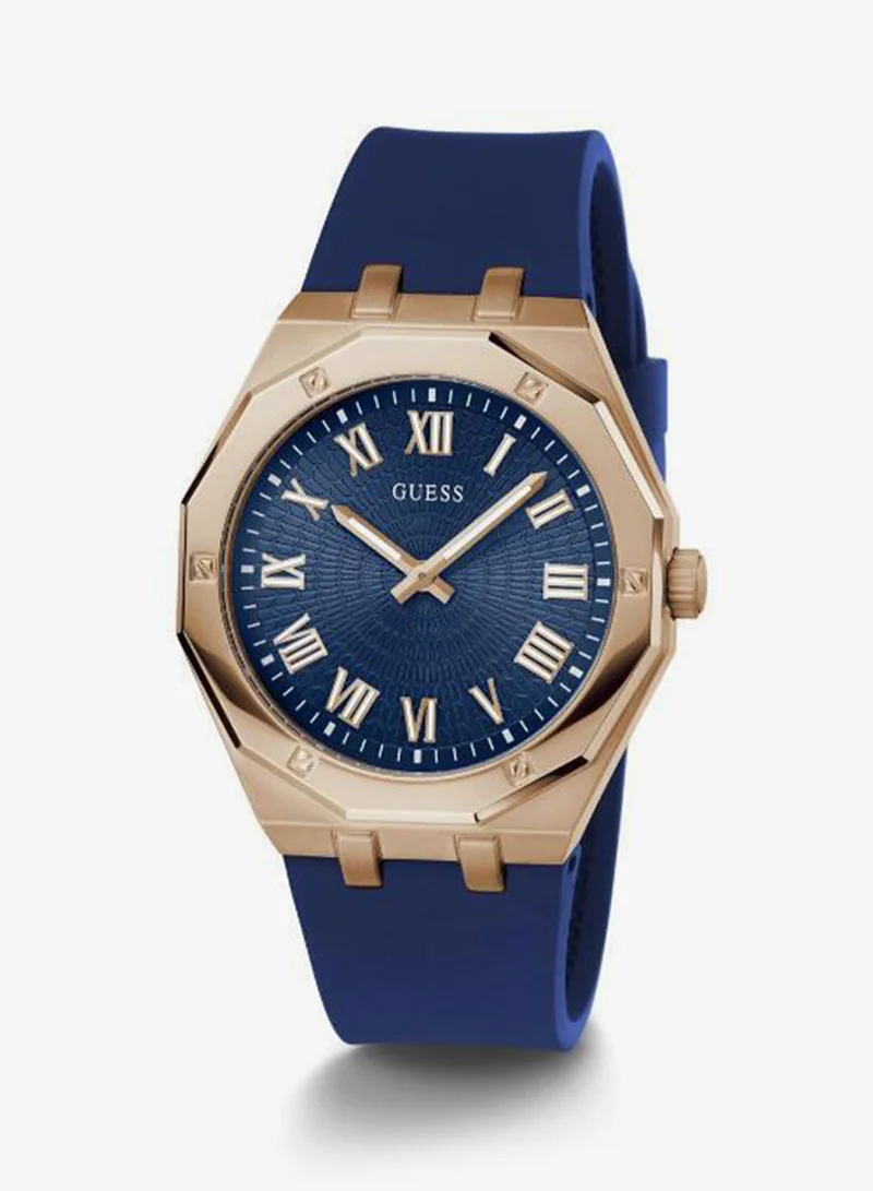 Guess  Mens Blue Rose Gold Tone Analog Watch for Men | Best Price UAE