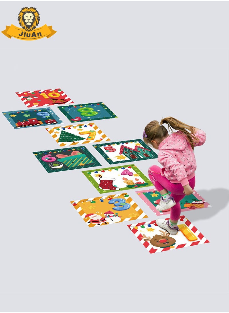 JiuAn 10 Number Footprint Floor Sticker Puzzle Games Number Hopscotch Sticker Floor Decals Lattice Floor Sticker For Kids  - Image 1