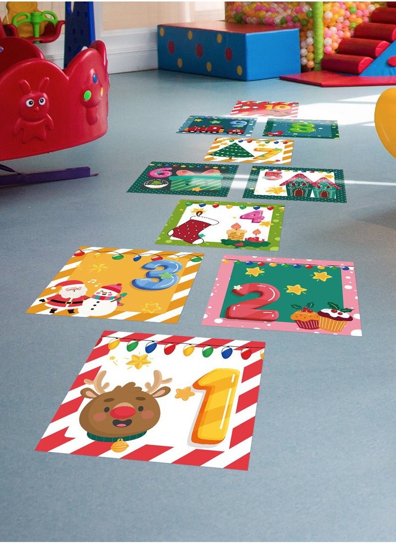 JiuAn 10 Number Footprint Floor Sticker Puzzle Games Number Hopscotch Sticker Floor Decals Lattice Floor Sticker For Kids  - Image 4