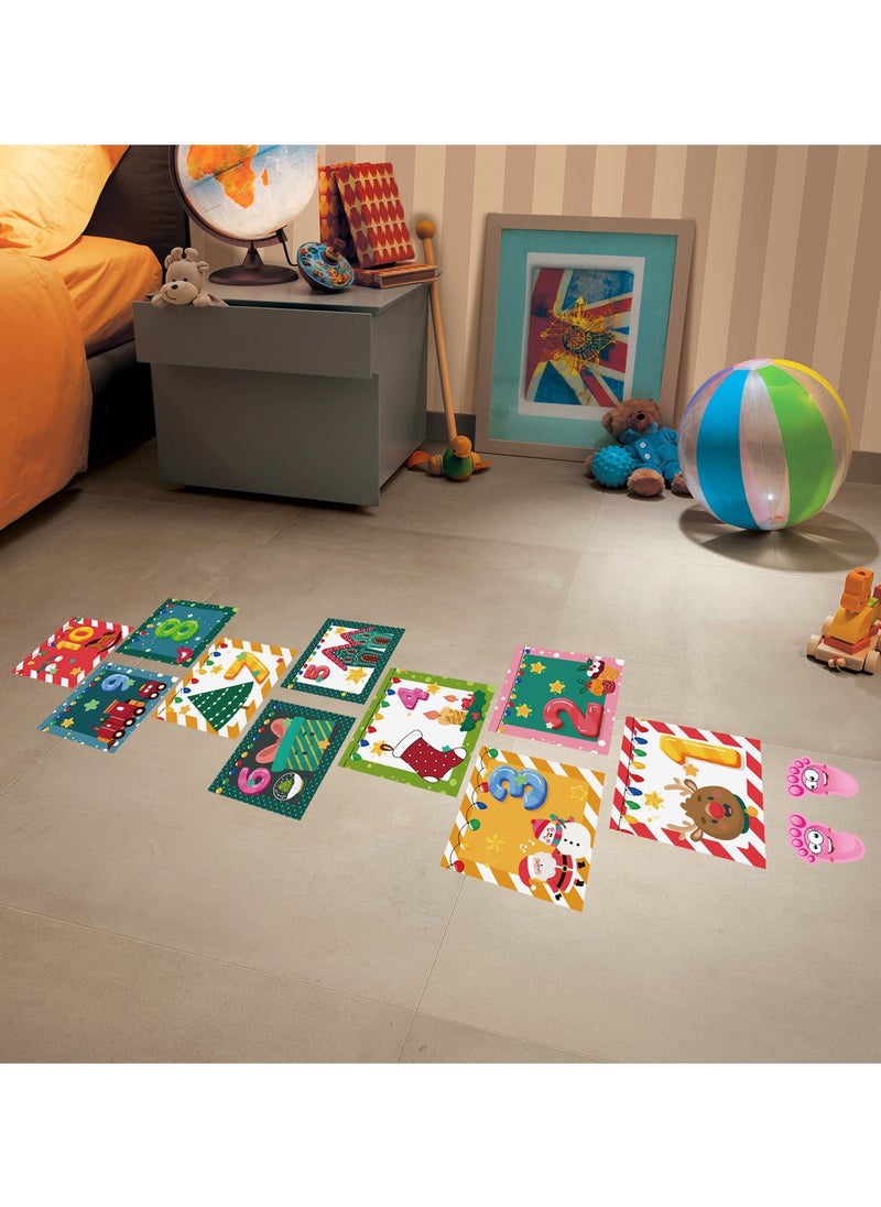 JiuAn 10 Number Footprint Floor Sticker Puzzle Games Number Hopscotch Sticker Floor Decals Lattice Floor Sticker For Kids  - Image 5