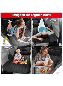 Arabest Car Air Mattress, Removable Black Backseat Air Bed with Air-Pump, Portable Car Travel Bed with Pillows  - Image 4