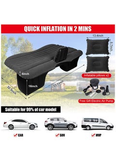 Arabest Car Air Mattress, Removable Black Backseat Air Bed with Air-Pump, Portable Car Travel Bed with Pillows  - Image 2