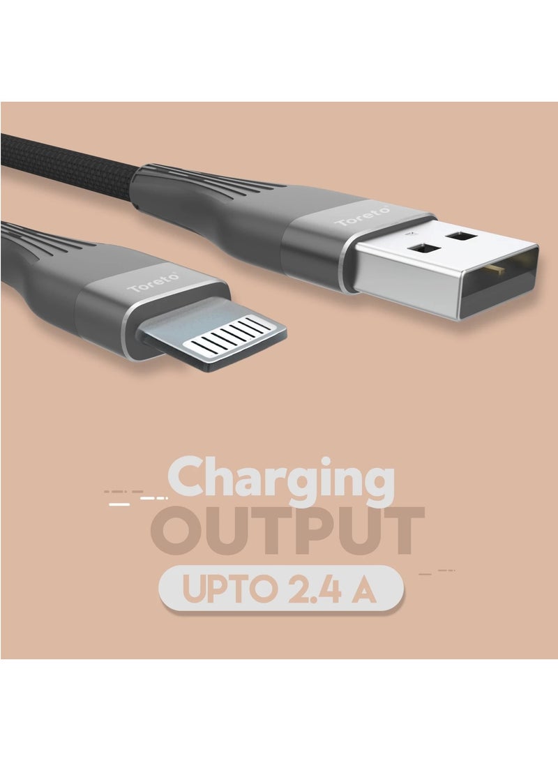 Toreto TOR-874 Lightning Cable TOR Cord Alpha (Compatible with Iphone, Ipad, Ipod, iOS, Black, One Cable) - Image 2