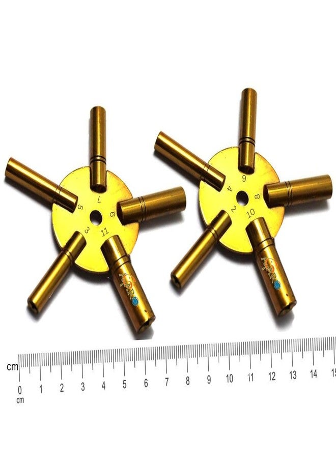 ATAR Clock Winder Winding Set of 2 Key Brass Even & Odd Numbers Tool Universal Mantle 5 Prong (2, 4, 6, 8, 10 and 3, 5, 7, 9, 11) - Image 2
