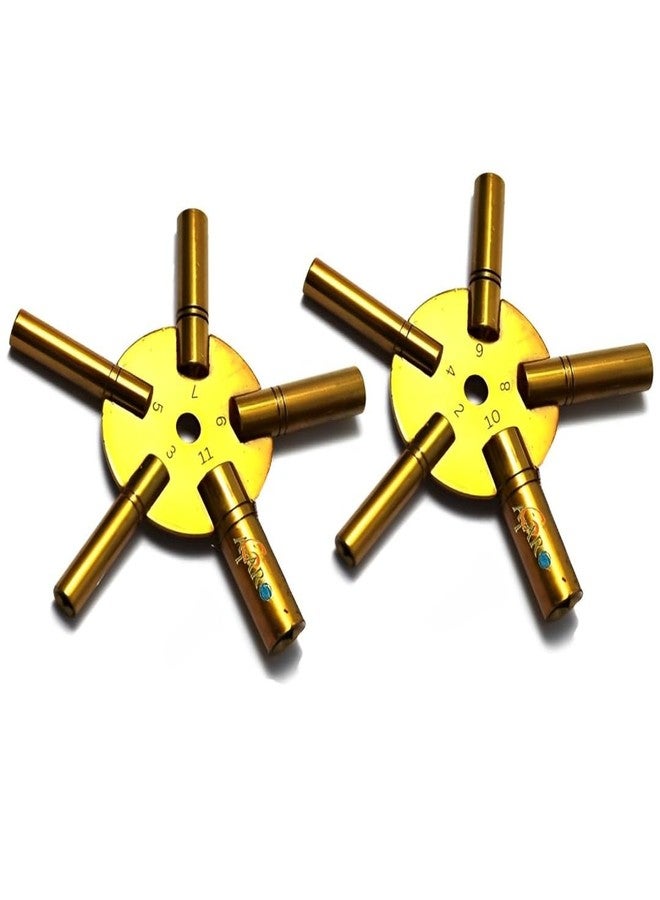 ATAR Clock Winder Winding Set of 2 Key Brass Even & Odd Numbers Tool Universal Mantle 5 Prong (2, 4, 6, 8, 10 and 3, 5, 7, 9, 11) - Image 1